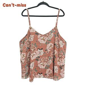 Torrid Women’s 2X Chiffon Layered Tank – Floral Print Sleeveless Blouse